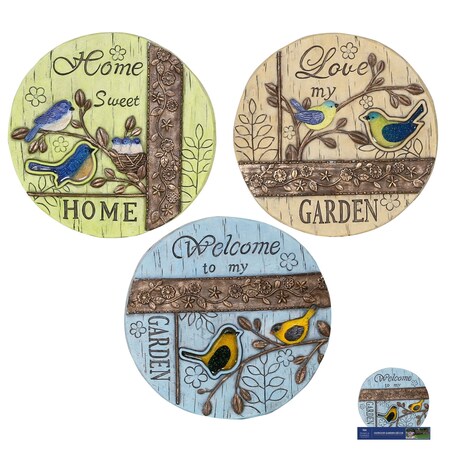 Multicolored Cement 1 In. H Welcome And Love Birds Stepping Stone
